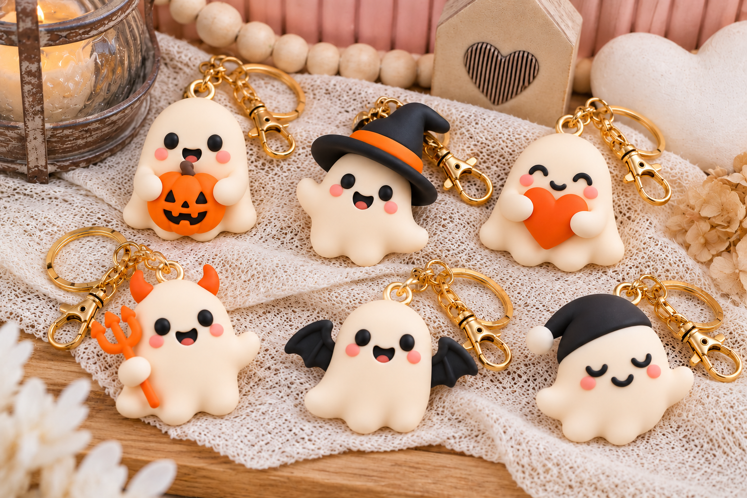 15 Cute Halloween Ghost Keychain STL Set – 3D Printable Kawaii Charms - Image 4