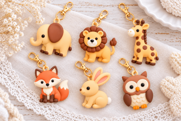 15 Cute Safari Animal Keychain STL Set – Elephant, Lion & Giraffe 3D Print Files - Image 4
