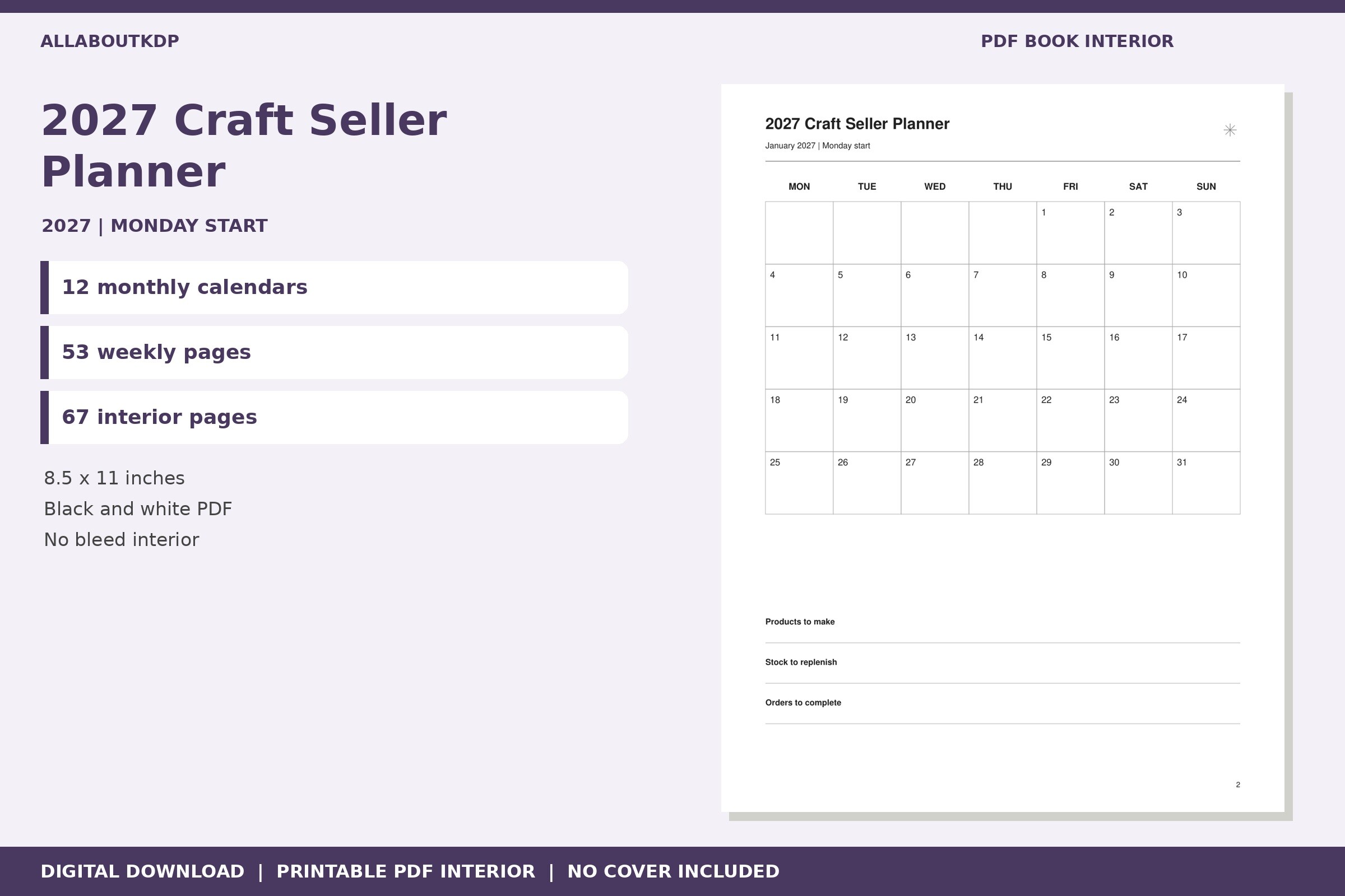 2027 Craft Seller Planner