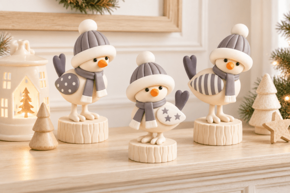 3D Print STL Christmas Winter Bird Trio – Scandinavian Holiday Decor - Image 2
