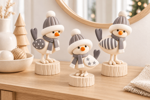 3D Print STL Christmas Winter Bird Trio – Scandinavian Holiday Decor - Image 3