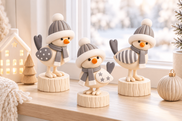 3D Print STL Christmas Winter Bird Trio – Scandinavian Holiday Decor - Image 4
