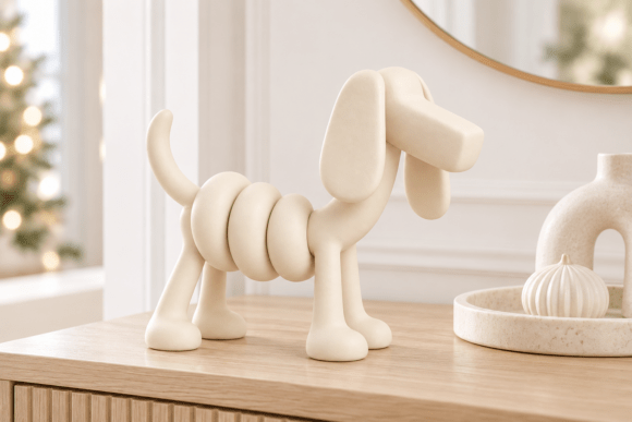 3D Print STL Balloon Dachshund Dog | Modern Minimalist Dog Sculpture - Image 2