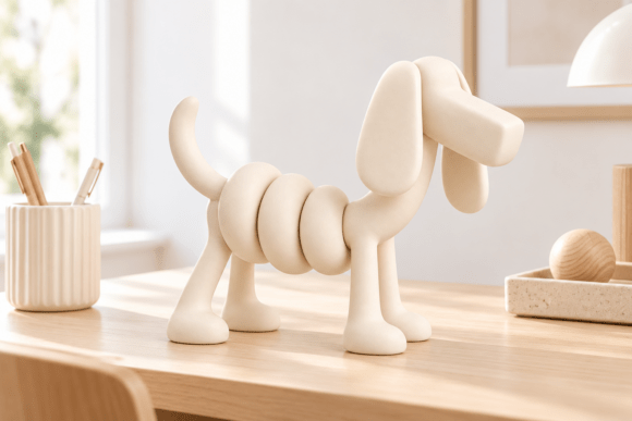 3D Print STL Balloon Dachshund Dog | Modern Minimalist Dog Sculpture - Image 3