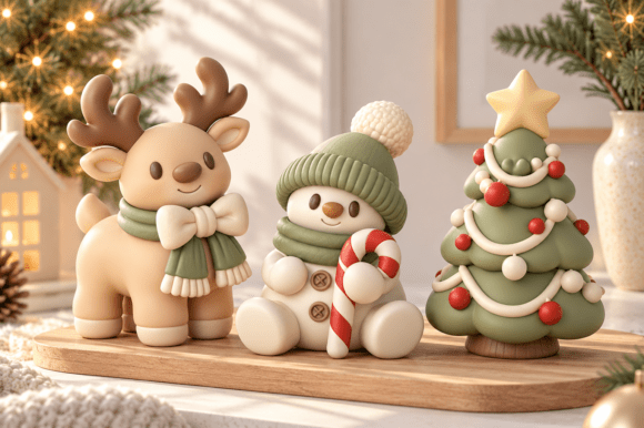 3D STL Christmas Figurine Set - Reindeer, Snowman & Tree Printables for FDM & Resin - Image 2
