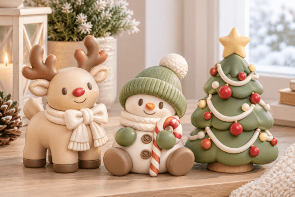 3D STL Christmas Figurine Set - Reindeer, Snowman & Tree Printables for FDM & Resin - Image 3