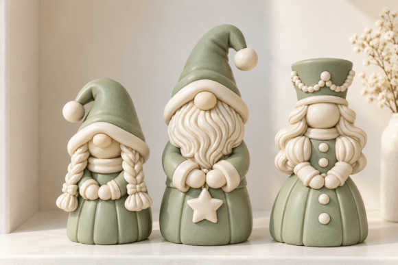 3D STL Christmas Gnome Family - 3 Festive Gnome Models for FDM & Resin Printing - Image 1