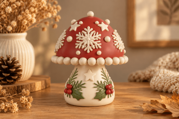 3D STL Christmas Mushroom Figurine – Festive Woodland Holiday Decor for 3D Printing - Image 3