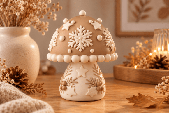 3D STL Christmas Mushroom Figurine – Festive Woodland Holiday Decor for 3D Printing - Image 5
