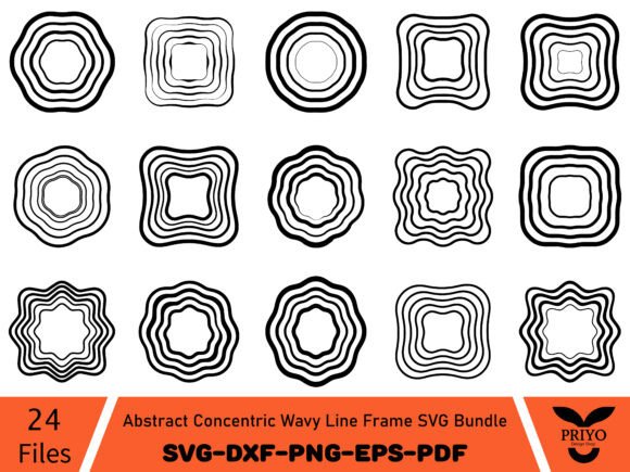 Abstract Concentric Wavy Line Frame SVG