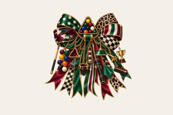 Billiards Bow Charm PNG