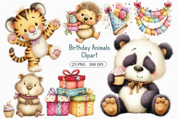 Birthday Animals Clipart Collection