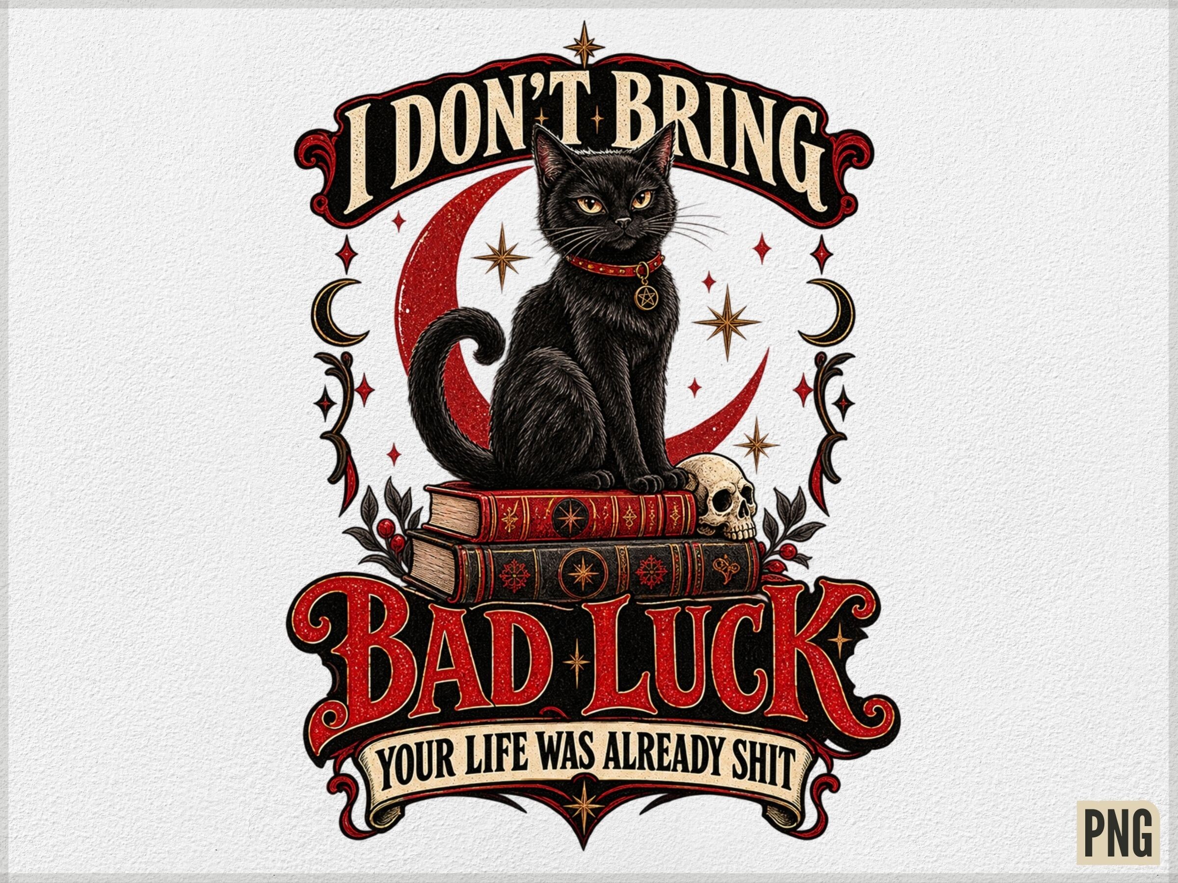 Black Cat Funny Quote PNG, Sarcastic Hum