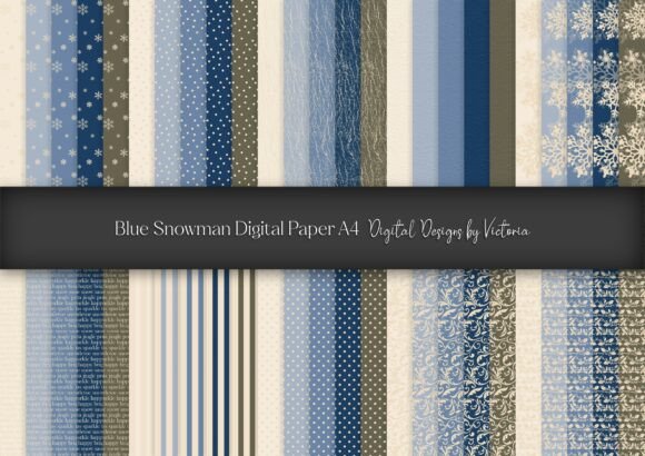 Blue Snowman Digital Paper A4 Afbeelding Achtergronden Door Digital Designs by Victoria