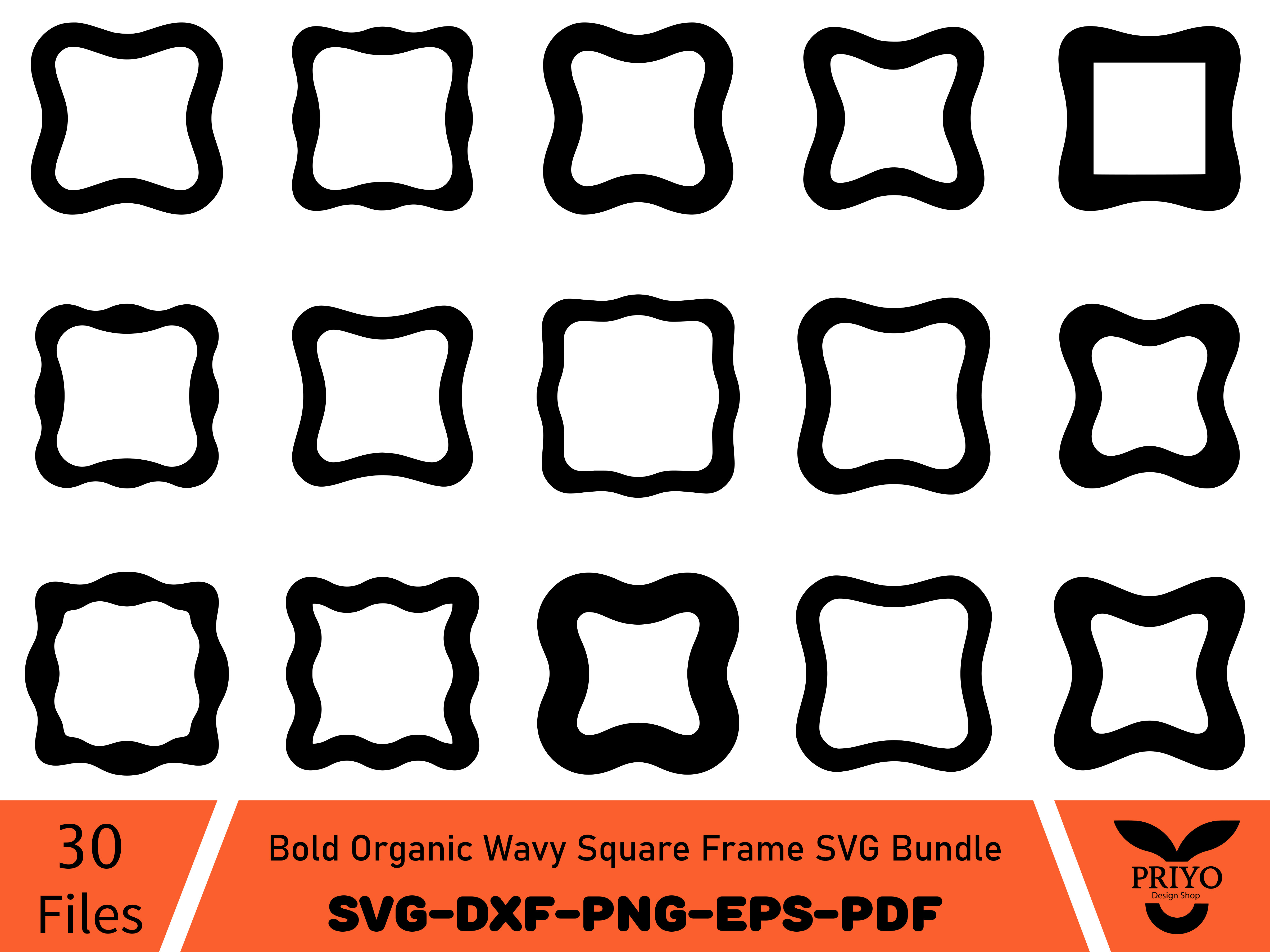 Bold Organic Wavy Square Frame SVG Bundl
