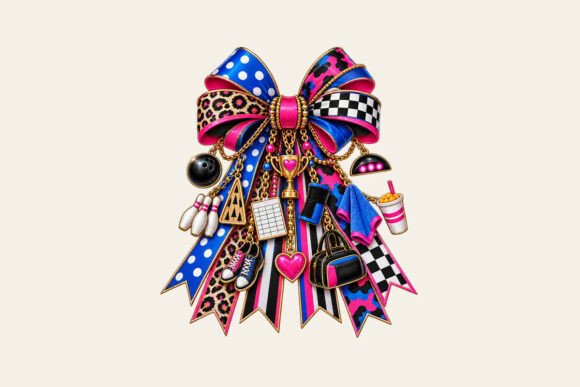 Bowling Mom Bow Charm PNG