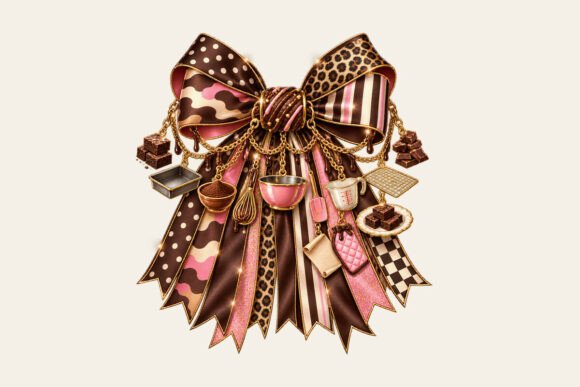 Brownie Baker Bow Charm PNG