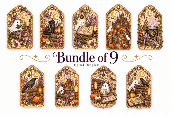 Bundle of 9 Vintage Halloween Tags