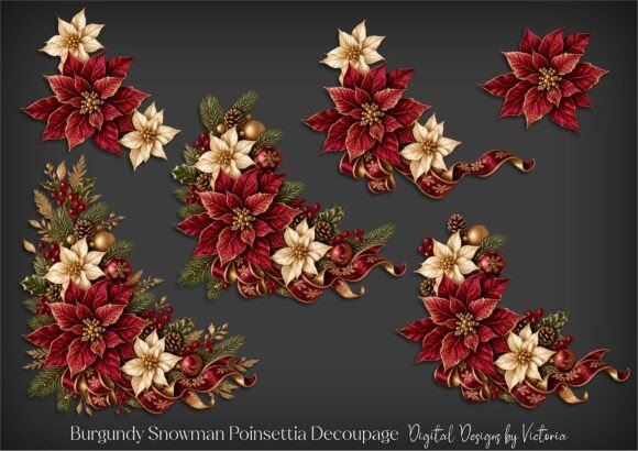 Burgundy Poinsettia Decoupage