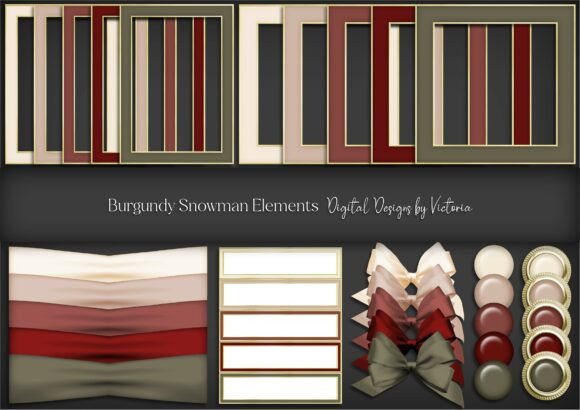 Burgundy Snowman Elements