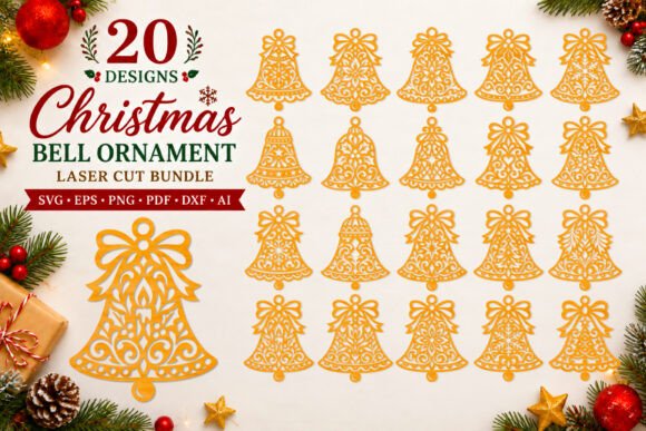 Christmas Bell Ornament Laser Cut Bundle Laser Cuttings