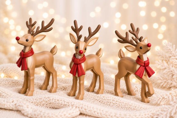 Christmas Deer Figurines STL - 3D Printable Holiday Decor Files - Image 1