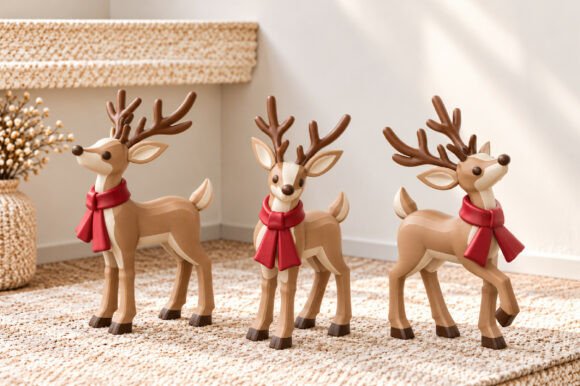 Christmas Deer Figurines STL - 3D Printable Holiday Decor Files - Image 2