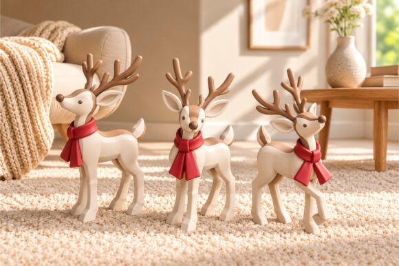 Christmas Deer Figurines STL - 3D Printable Holiday Decor Files - Image 3