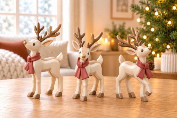 Christmas Deer Figurines STL - 3D Printable Holiday Decor Files - Image 4