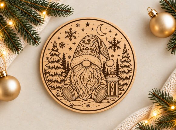 Christmas Gnome Lantern Ornament SVG laser cut file