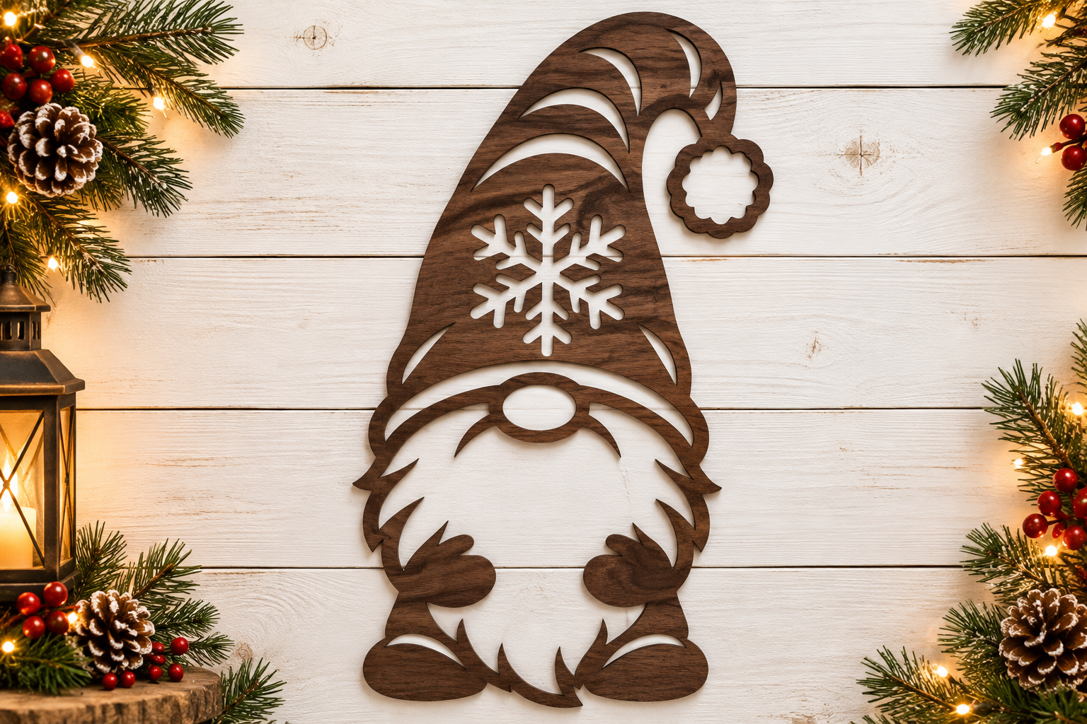 Christmas Gnome Wall Art Laser Cut File · Creative Fabrica