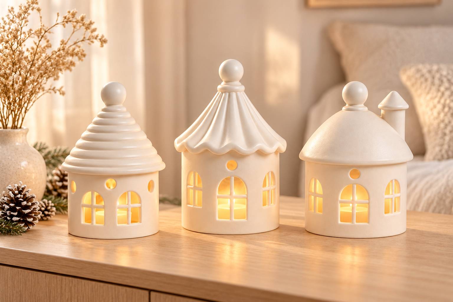 Christmas House Lantern Trio STL | 3D Printable Village Tealight Set - Image 8