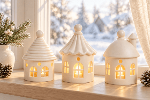 Christmas House Lantern Trio STL | 3D Printable Village Tealight Set - Image 5