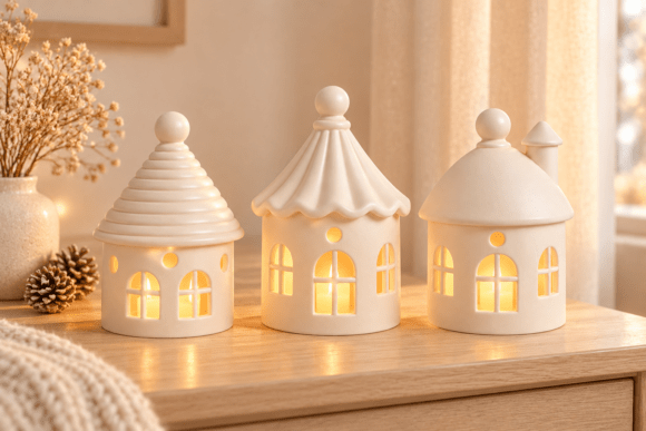 Christmas House Lantern Trio STL | 3D Printable Village Tealight Set - Image 7