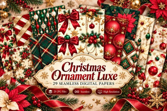 Christmas Ornament Luxe Digital Papers