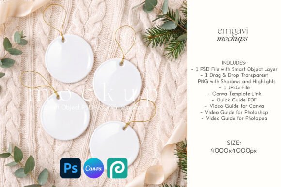 Christmas Ornament Mockup Set of 4