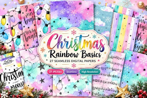 Christmas Rainbow Basics Seamless