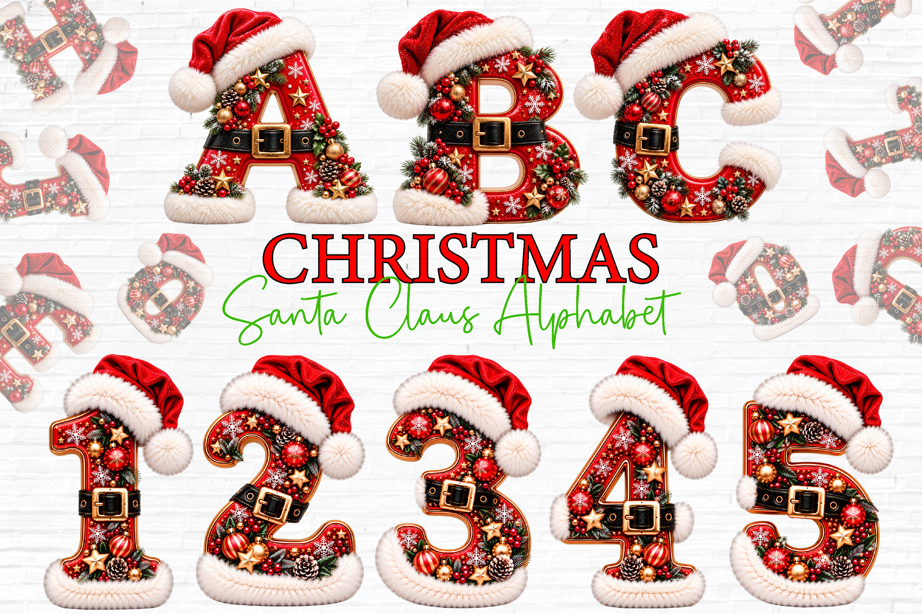 Christmas Santa Alphabet Clipart