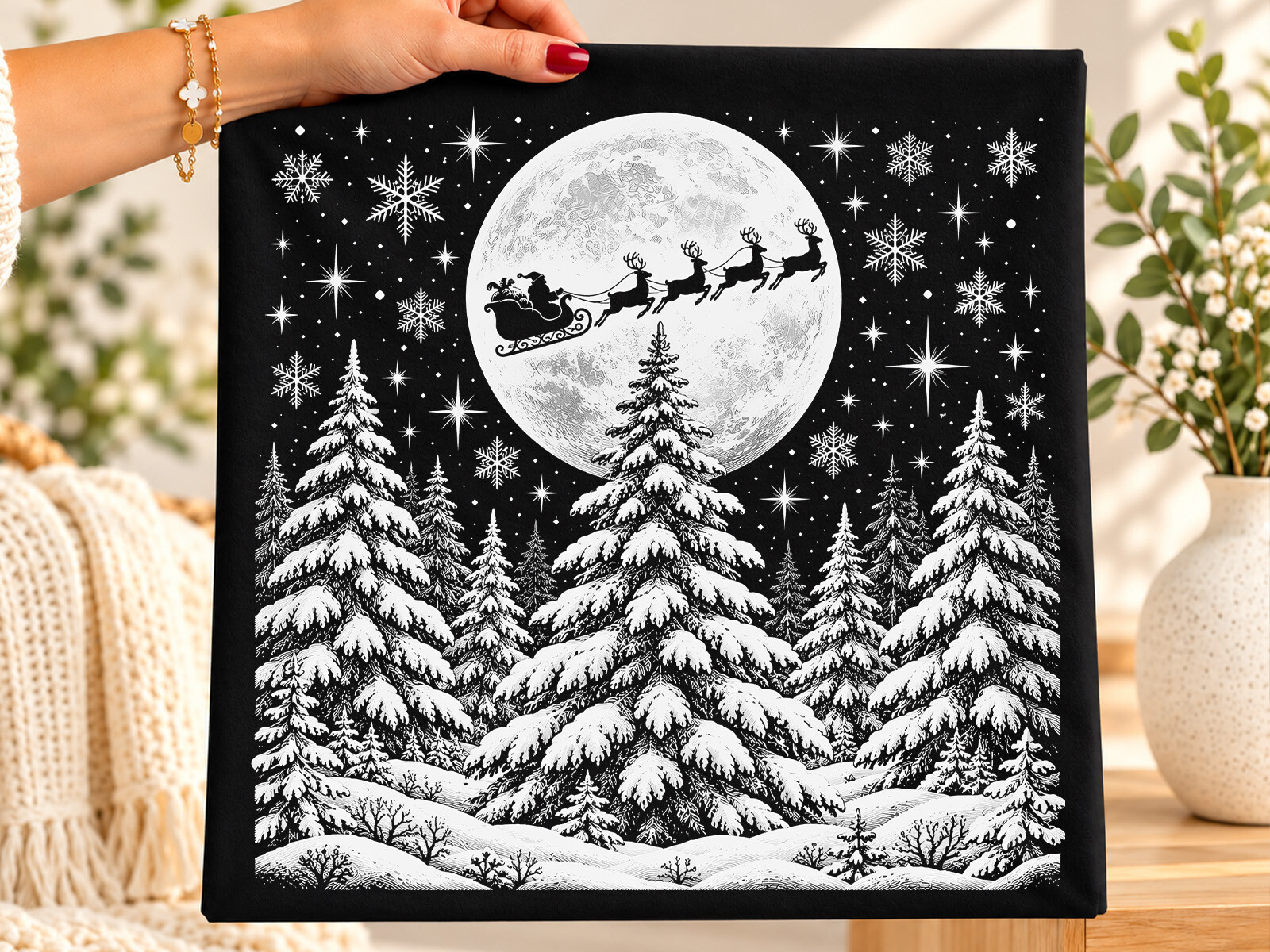 Christmas Santa Sleigh Reindeer PNG