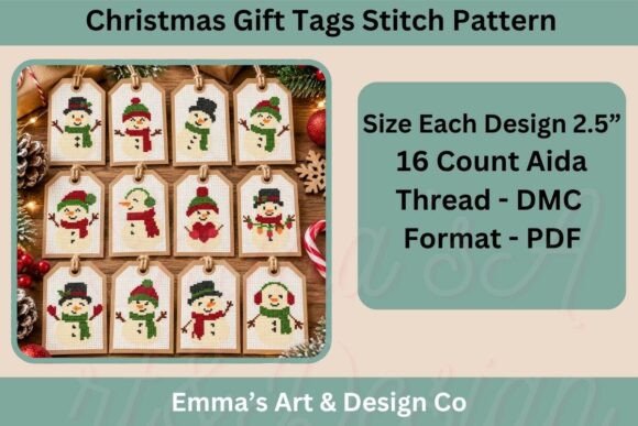 Christmas Snowman Cross Stitch Gift Tags