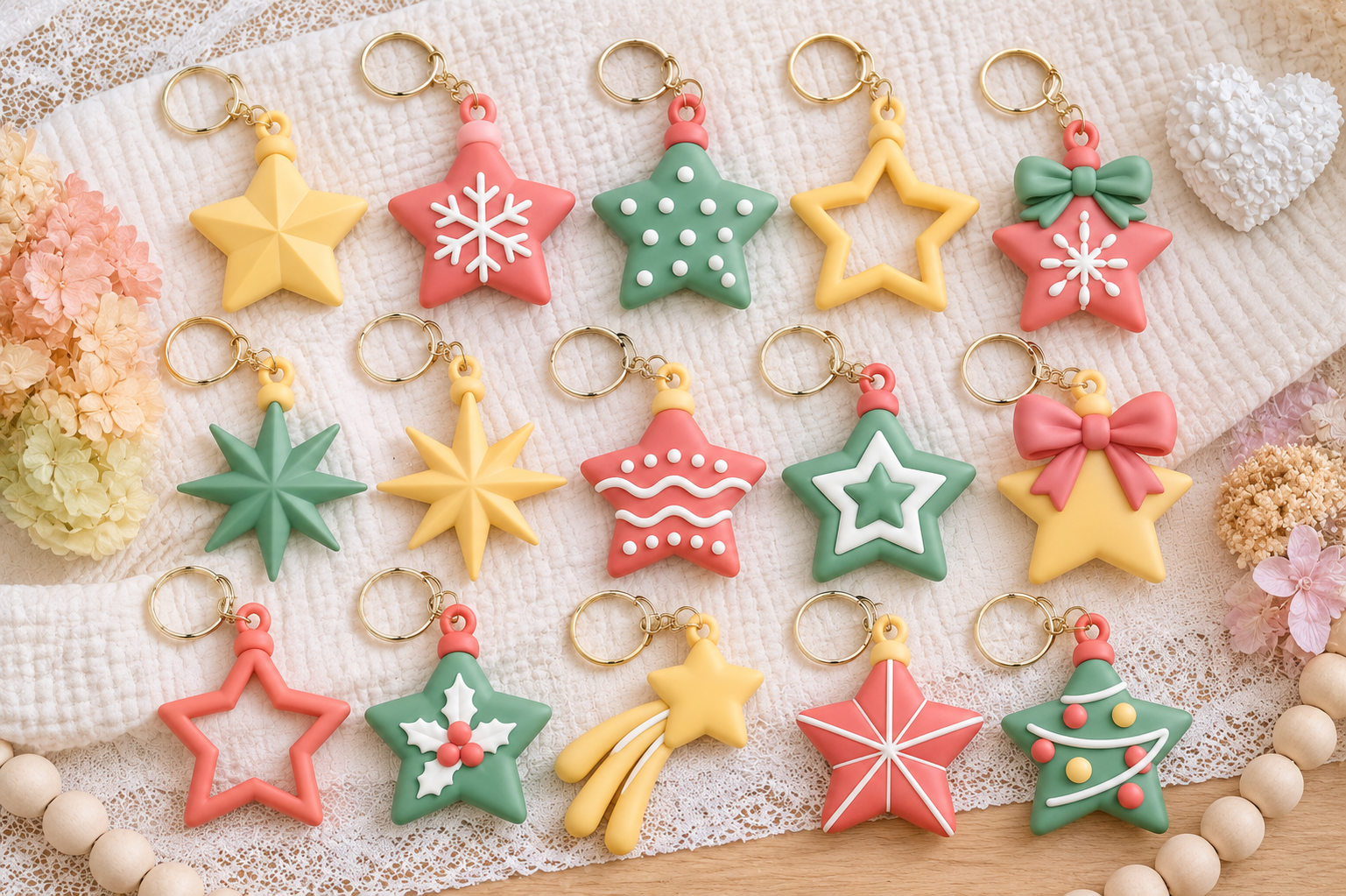 Christmas Star Keychain STL Bundle – 15 Festive 3D Printable Designs - Image 5