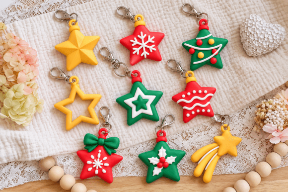Christmas Star Keychain STL Bundle – 15 Festive 3D Printable Designs - Image 2