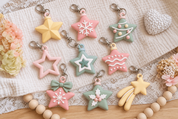 Christmas Star Keychain STL Bundle – 15 Festive 3D Printable Designs - Image 4