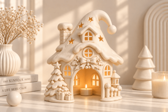Christmas Village Candle Holder STL Bundle – 4 Holiday 3D Print Designs - Image 3