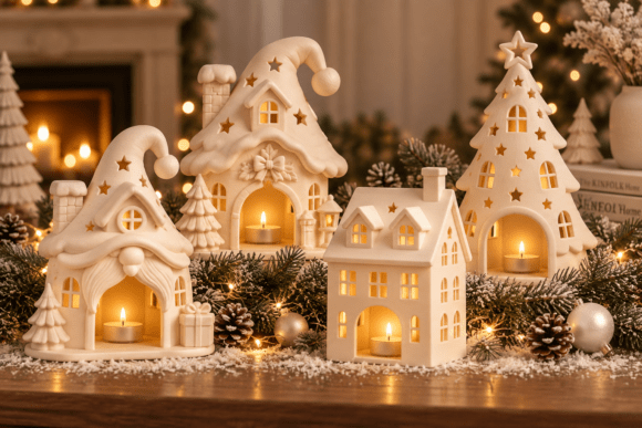 Christmas Village Candle Holder STL Bundle – 4 Holiday 3D Print Designs - Image 2