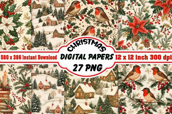 Christmas Digital Paper Patterns Bundle