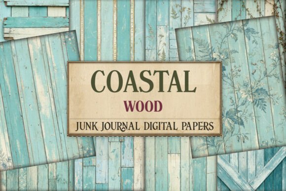 Coastal Teal Wood Junk Journal Paper