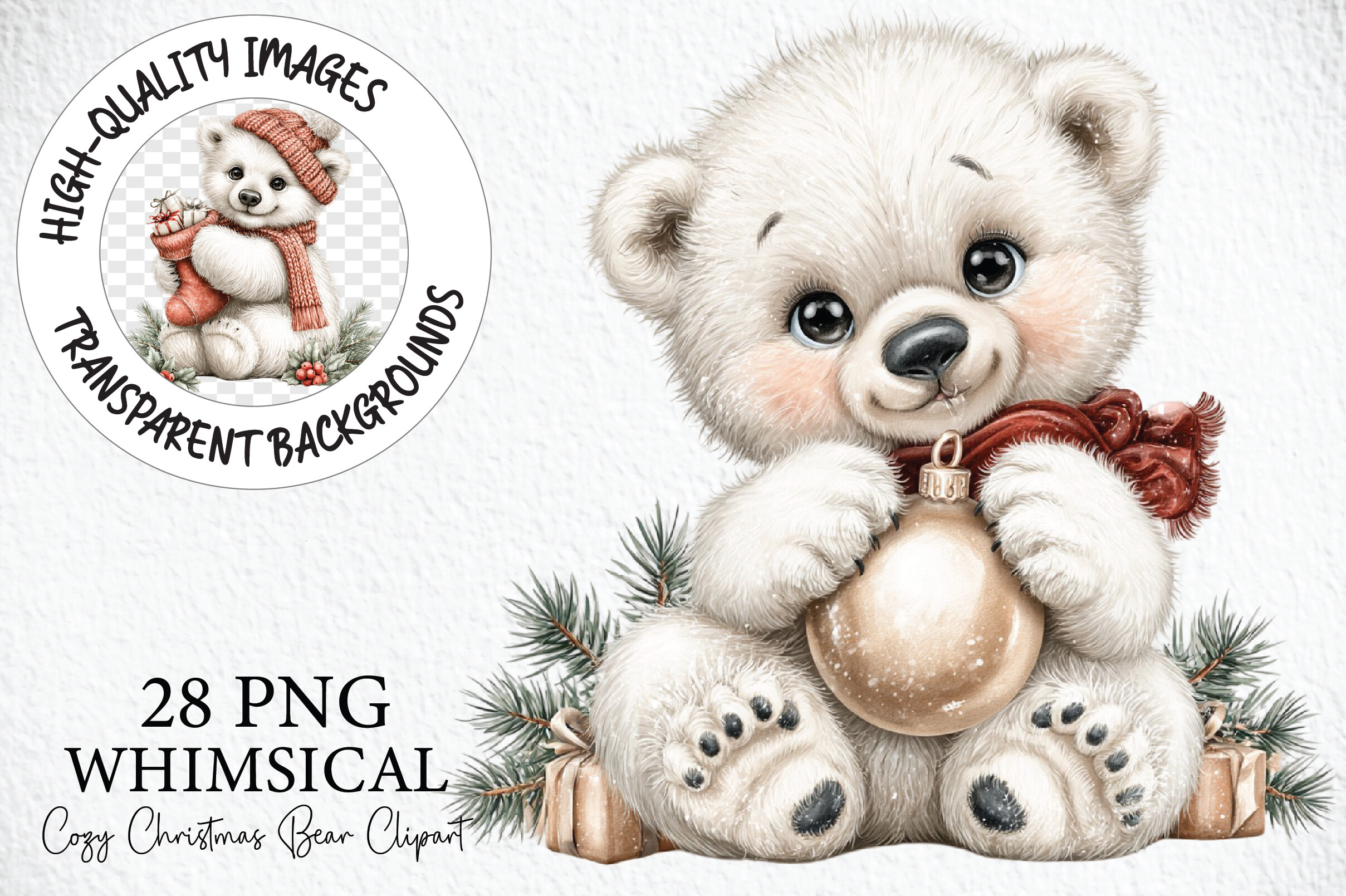 Cozy Christmas Bear Clipart