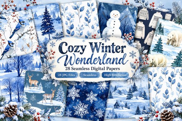 Cozy Winter Wonderland Digital Seamless