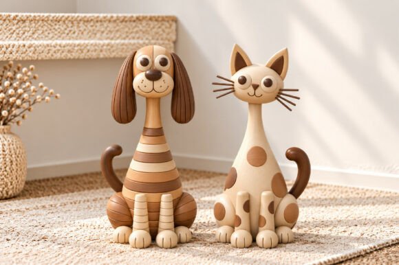 Cute Dog and Cat 3D Printable STL File  Pet Figurine Decor Set - Image 2